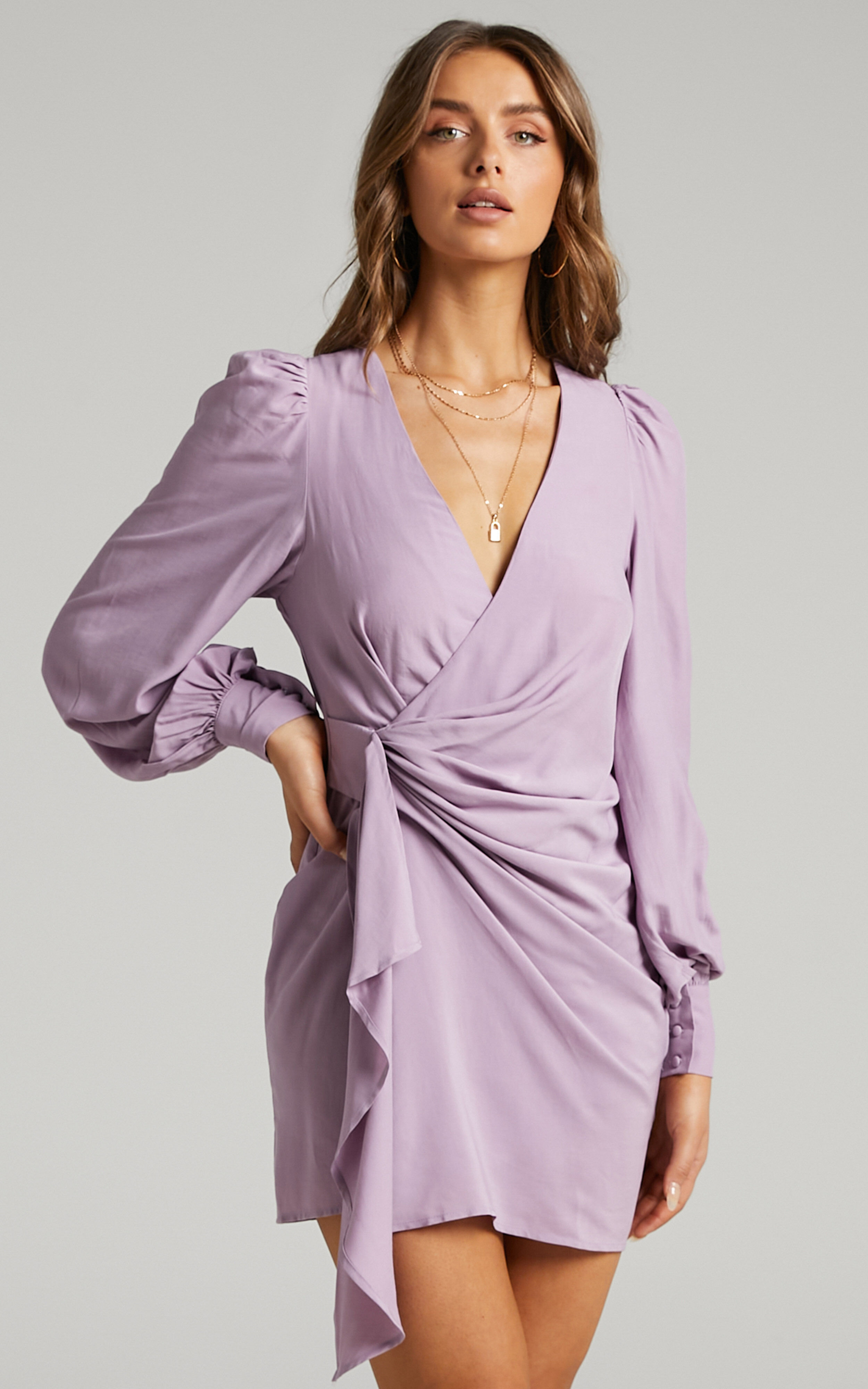 Bellefleur wrap dress in Lilac | Showpo USA